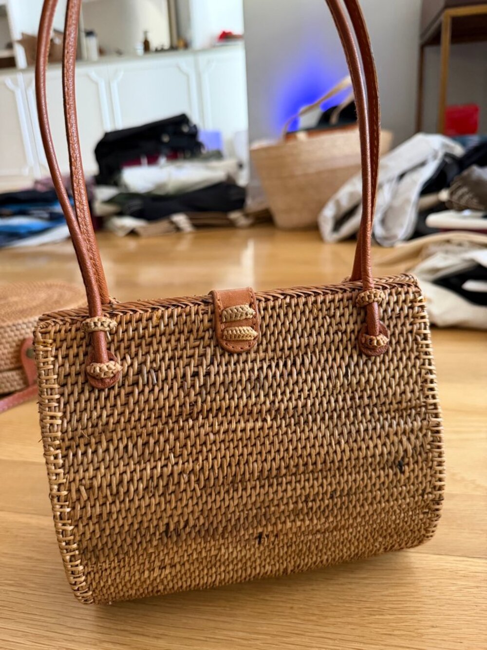 Woven Rattan Box Handbag